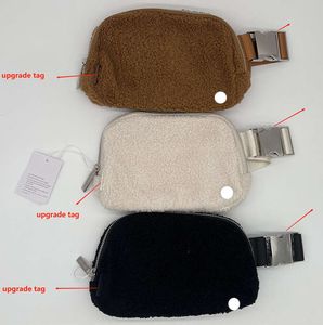 Saco de yoga lu em todos os lugares cinto de lã sacos de esportes ao ar livre mulheres homens inverno cintura de pelúcia senhoras esporte ginásio elástico alça ajustável zíper fanny pacote saco elegante