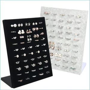 Smyckestativ Black Grey Veet Display Case Jewelry Ring Displays Stand Board Holder Storage Box Plate Organizer 1241 E3 Drop Deliv251Z