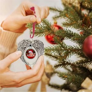 Wing SubliMation Angel Ornament Juldekorationer Guld Sier Blanks Xmas Tree Hanging kan anpassa din egen bild och bakgrund FY3980 B1018