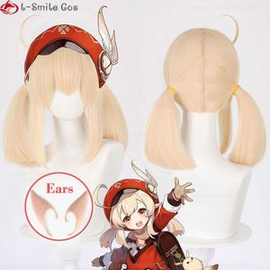 Catsuit Costumes Game Genshin Impact Cosplay Flaxen Gold Double Tail Klee Heat Resistant Hair Party Women Anime Wigs + Wig Cap