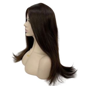 Kosher Wigs 12a Dark Brown #2 أرقى شعر البكر الماليزيان البشري الحريري مستقيم غير مرئي عقدة 4x4 الحرير أعلى قاعدة يهودية