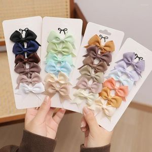 Hair Accessories 4/6Pcs/Set Cute Ribbon Bowknot Clips For Girls Handmade Bows Hairpin Barrettes Headwear Kids Baby Gift