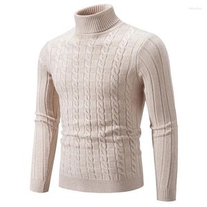Men's Sweaters 2023 Autumn/Winter Sweater Knitwear High Neck Twisted Flower Solid Color Fashion Slim Fit Underlay