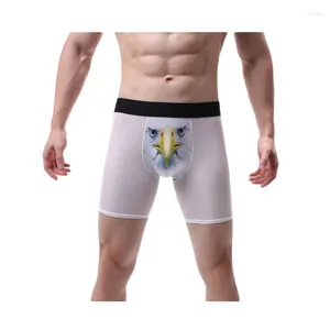 Underpants Panties Men Boxers Long Underwear Ice Silky 3D Print Man Plus Size Shorts Boxer Breathable Mens Hombres