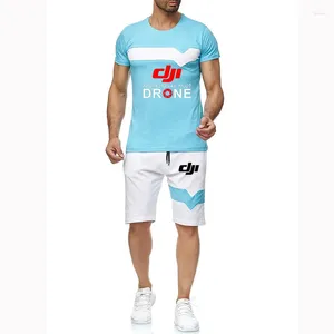 Erkeklerin izleri DJI Profesyonel Pilot Drone Baskılı Polo Gömlekler Konforlu Kısa Kollu Şortlar Takım Pamuk Harajuku Sport T-Shirt