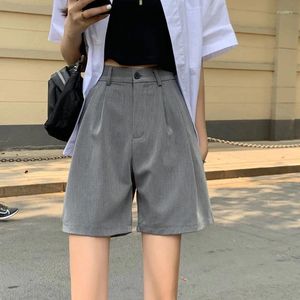 Pantaloncini da donna Rimocy 2023 Estate Nero Grigio Abito da donna coreano a vita alta gamba larga donna pantaloni larghi al ginocchio casual femminili