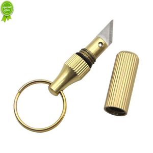 Mini coltello in ottone portachiavi portatile capsula per incisione coltello disassemblaggio scatola di consegna disimballaggio taglierina strumento di sopravvivenza all'aperto