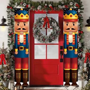 Juldekorationer Nötknäppare Soldat Door Banner Decor 2023 för Home Xmas Hanging Ornament Navidad Noel Gifts år 2024 231027