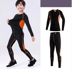 Children's tight fitting training suit, boys and girls' sports suit, running fitness suit, basketball, football, roller skating, and quick drying clothes