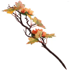 Decorative Flowers Artificial Maple Branch Simulation Decorations Leaf Stem With Flower Decor