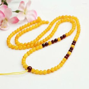 Chains Natural Amber Bead Lanyard Necklace Men Women Fine Jewelry Genuine Baltic Yellow Ambers 108 Mala Necklaces