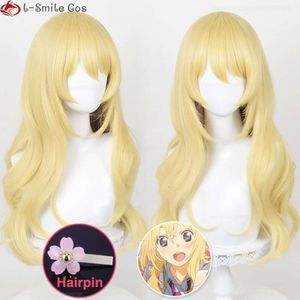 Disfraces de catsuit Miyazono Kaori Anime Your Lie in April Cosplay Pelucas de fiesta de pelo sintético resistente al calor rizado dorado + gorro de peluca