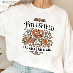 Herrhuvtröjor tröjor Pottfield Harvest Festival Sweatshirts Kvinna Autumn Harvest Grönsaker Fall Graphic Hoodie Pullover Halloween Goth Clothing L231027
