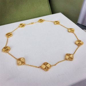 Van Clover Netclace Designer Netlaces Clover Jewelry Women 18k Rise Gold Silver Flaged Shell Diamond Chain Necklace Moder