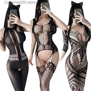 Set sexy Tute scava fuori sexy Vedi attraverso orsacchiotti di calze Set Collant con apertura sul cavallo e collant da donna Lingerie Sex Comes T231027