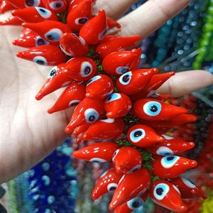 50 Stück handgefertigte Lampwork-Perlen-Anhänger, 30 mm, blaue Chili-Pfeffer-Auge, Lampwork-Perlen-Anhänger, Schmuckherstellung, dekorative Accessoires230c