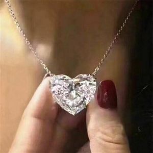 Choucong Brand Simple Fashion Jewelry Solitaire Real 925 Sterling Silver Large Diamond Heart Pendant White Topaz Gemstones Handmad207m