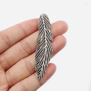 Pendant Necklaces 6PCS Large Antique 62x15mm Feather Leaves Charm For Necklace Jewelry Findings Making