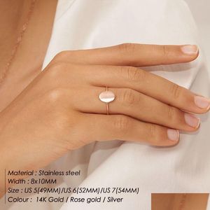 Band Rings Delicate Oval Ring Dainty Gold Plated Blank Minimalist Feminist Rings For Women Wholesale Drop Delivery Jewelry Ri Dhgarden Otuu7