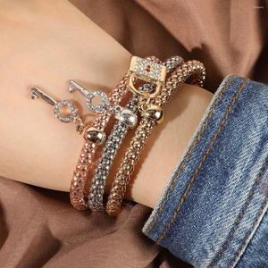 Charm Bracelets European And American Foreign Trade Fashion Key Lock Bracelet Exaggerated Contrast Color Alloy Corn Chain Jewelry