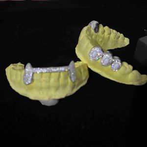 Grills Grills Dental Made Made Iced Out Sterling Silver Sterling Real Gold Jewelry Zigzag Configuração VVS Moissanite Diamonds dentes Grillz