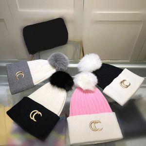 Wolle Gestrickte Beanie Designer Abnehmbare Fuchs Pelz Ball Hut Luxus Herren Hüte Mode Damen Kappe Herren Kappen Frauen Eimer hut