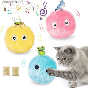 Stuffed Plush Animals Interactive Cat Toys for Indoor Kitten Kitty Exercise 3 Pack Fluffy Plush Chirping Balls Flapping Duck Silvervine Catnip BallsL231027