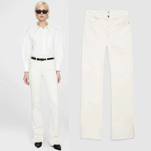 ANINE Medium Stretch Weiß Designer Straight Mid Rise Damen Jeans Bings Hosen BING