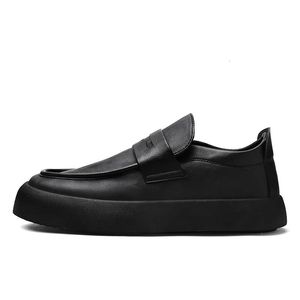 Klänningskor Spring Autumn Business Casual Leather Men Black Non Slip Soft Sole Trend Work Loafers Man Fashion Designer Shoe 231026