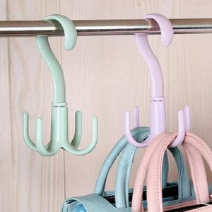 Hooks 4Pcs Space Saving Bag Holder Wardrobes Clothes Handbag Rack Rotation Shoes Belt Scarf Hanging Closet Hanger Storage Hook