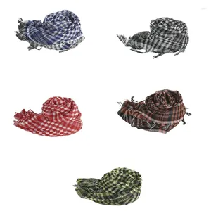 Scarves 110x110cm Lattice Print Scarf Knitted Hair Kerchief Multi-Purpose Head Wrap Hiphop Square Turban For Male Po Props