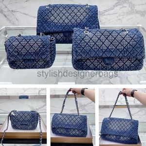 Sacos de ombro de corpo cruzado clássico denim azul aba saco de luxo designer crossbody tote soulder saco vintage bordado impressão prata saco elegantedesignerbags