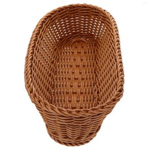 Dinnerware Sets Desktop Woven Basket Hamper Household Sundries Storage Plastic Imitation Rattan Small Decor