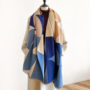 Scarves Luxury Geometry Design Print Cashmere Scarf Women Thick Wraps Winter Shawls Pashmina Warm Blanket Poncho Stoles Bufanda Tassels 231027