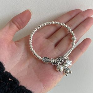 Kedjedesign Vintage Bear Animal Bell Star 925 Sterling Silver Female Charm Armband Partihandelsmycken för kvinnor Födelsedagspresenter 231027