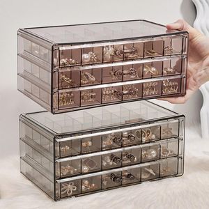 Jewelry Pouches Storage Box Earring Tray 3 Layer Drawers Versatile Durable With 72 Compartments Large Capacity For Rings Necklace Bead
