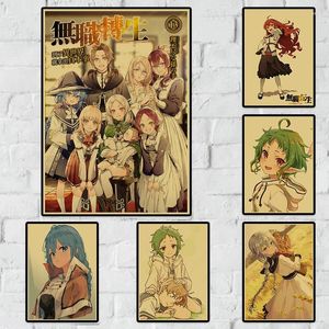 Väggklistermärken japanska anime spirited mushoku tensei kraft papper hem rum film retro vintage affisch för dekor