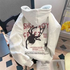 Designer Luxury Chaopai Classic 100% Cotton American Lazy Hiphop Hooded tröja Kvinnors Autumn and Winter Loose Fashion Plush Thicked Coat