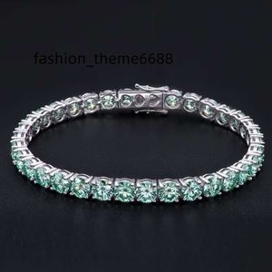 necklace moissanite chain Bracelet Nature Green Diamond Jewelry Solid 925 Sterling Silver 5mm Width Round Brilliant Cut Tennis