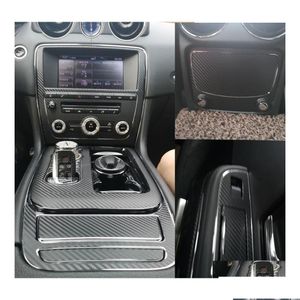 Car Stickers For Jaguar Xj Xjl 2010 Interior Central Control Panel Door Handle Carbon Fiber Decals Styling Cutted Vinyl Drop Deliver Dhc8X