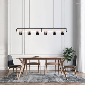 Lampadari Lampadari moderni e minimalisti a LED per sala da pranzo, lampadari a sospensione a luce lineare nera, ristorante di lusso