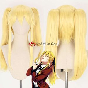 Trajes de Catsuit Anime Kakegurui Meari Saotome Golden Cosplay Perucas com Cavalinha Dupla Resistente ao Calor Cabelo Sintético Halloween + Peruca Cap