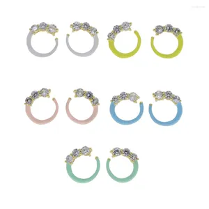 Brincos de argola lua c forma pastel esmalte mini cor ouro pavimentado branco zircônia cúbica para mulheres moda jóias aretes de mujer