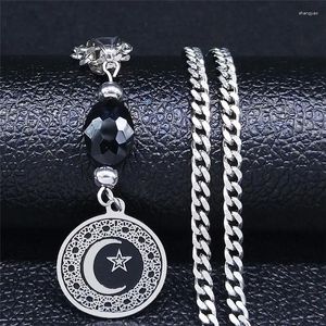 Naszyjniki wisiorka Muzułmańska gwiazda księżyca ze stali nierdzewnej Duchowy islamski amulet turecki naszyjnik biżuteria colier femme n3762S07