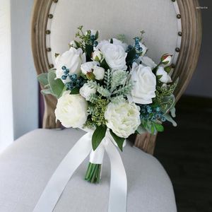 Flores de casamento buquês de noiva feminino flor artificial estúdio po simulação segurando