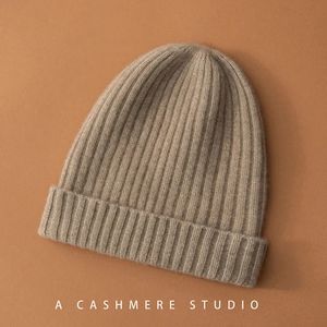 BeanieSkull Caps Inverno 100% Cashmere Malha Headgears Mulheres Manter Quente Beanie Hat Alta Qualidade Sólida Casual Hedge Cap Skullies 231027