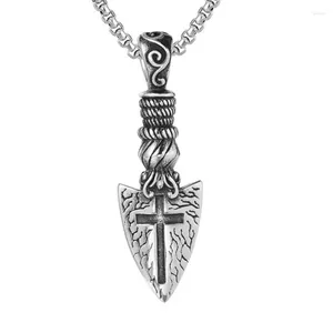 Ожерелья с подвесками Megin D из нержавеющей стали, титановая стрела, крест, ретро, винтажное ожерелье в стиле бохо, хип-хоп, воротник-цепочка для мужчин и женщин, подарочные ювелирные изделия