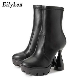 New Fashion Platform Women's Ankle Boots Roman Round Toe Strange Style Chunky Heels Stripper Shoes Tacones Mujer 230922