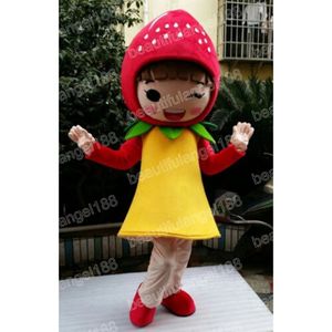 Halloween Strawberry Girl Mascot kostymer av högsta kvalitet Cartoon Theme Character Carnival Unisex vuxna outfit julfestdräkt för män kvinnor