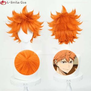 Trajes de catsuit anime haikyuu cosplay 26cm curto laranja shoyo hinata resistente ao calor perucas de festa de cabelo sintético + touca de peruca